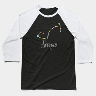 Scorpio Zodiac Constellation in Rainbow Pastels - Black Baseball T-Shirt